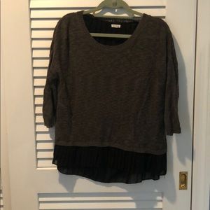 Brown sweater with black chiffon underlay and back